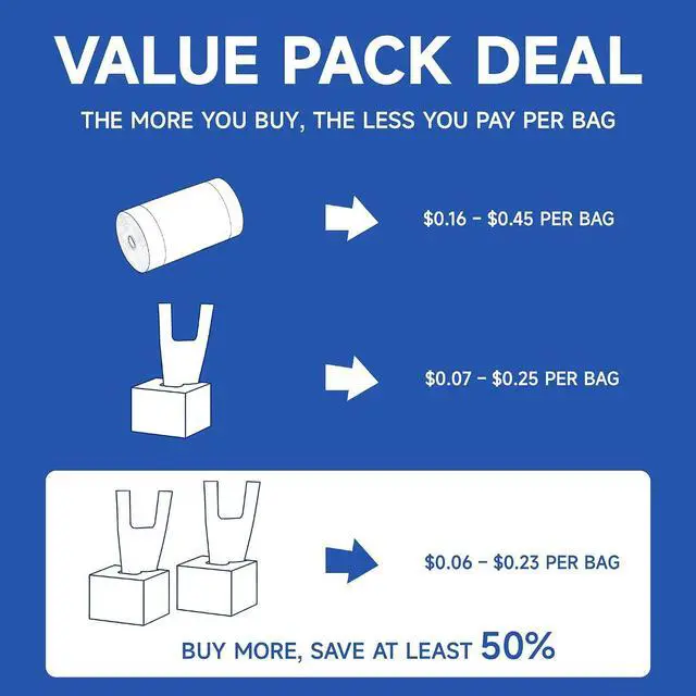 Alt view image 5 of 7 - Small Trash Bags with Handles - Ocean Plastic Upcycling - Plastic Garbage Bags, Can Bin & Waste Basket Liner for Kitchen, Bathroom, Office and Pets,1.2 Gallon 50 Count White