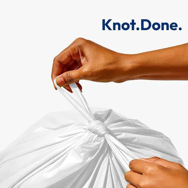 Alt view image 6 of 7 - Small Trash Bags with Handles - Ocean Plastic Upcycling - Plastic Garbage Bags, Can Bin & Waste Basket Liner for Kitchen, Bathroom, Office and Pets,1.2 Gallon 50 Count White