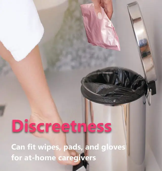 Alt view image 4 of 7 - Sanitary Napkin Disposal Bags - Block Odors, Great Adhesion, Feminine Hygiene Disposal Bags for Tampons and Pads Pink 100Pcs