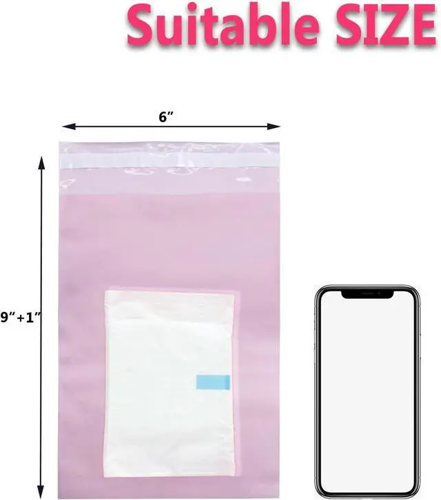 Alt view image 7 of 7 - Sanitary Napkin Disposal Bags - Block Odors, Great Adhesion, Feminine Hygiene Disposal Bags for Tampons and Pads Pink 100Pcs