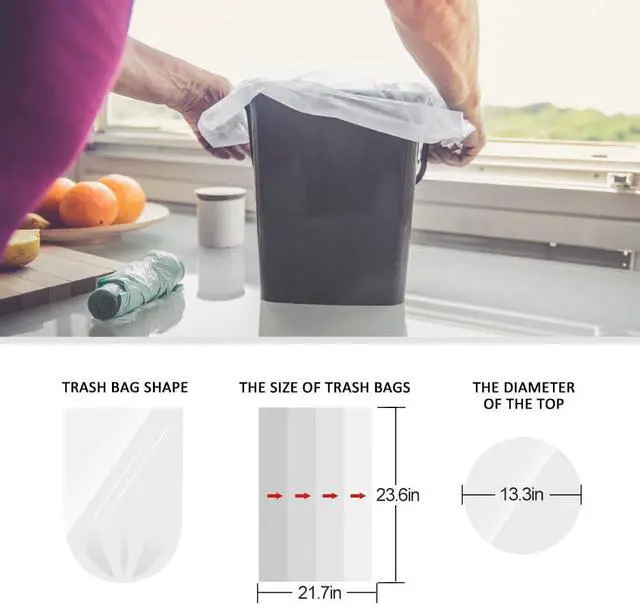 Alt view image 2 of 7 - Teivio 6 Gallon 80 Counts Medium Garbage Bags Trash Bags, Bathroom Trash Can Bin Liners, Plastic Bags for home office kitchen,Garden Outdoors waste,Clear