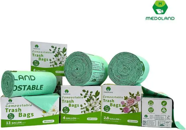 Alt view image 5 of 7 - BPI Certified Compostable Trash Bags 13Gallon (30 Count) - 3X Thicker Than Regular, Leak & Tear Resistant for Kitchen/Garden/Food Waste, 90-Day Breakdown in Home/Industrial Use, 0.91mils Plant-Based