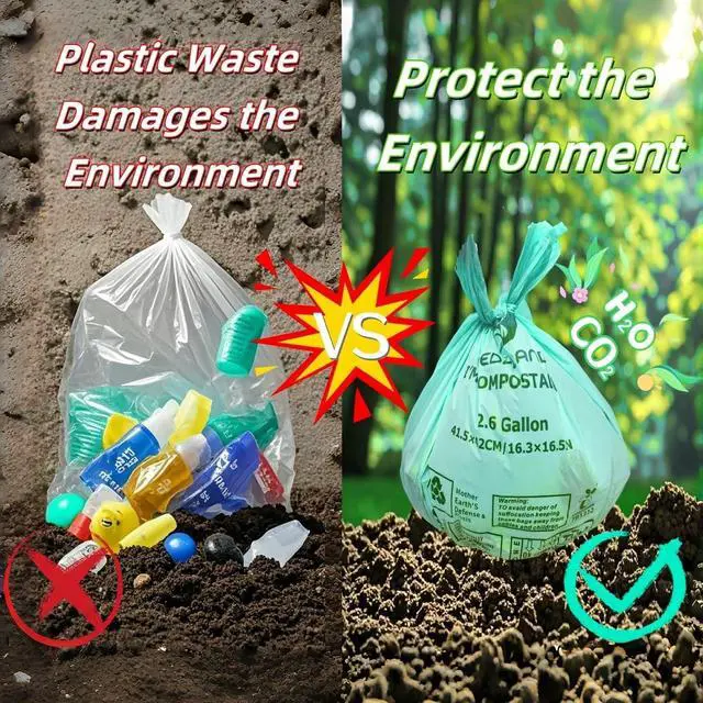 Alt view image 6 of 7 - BPI Certified Compostable Trash Bags 13Gallon (30 Count) - 3X Thicker Than Regular, Leak & Tear Resistant for Kitchen/Garden/Food Waste, 90-Day Breakdown in Home/Industrial Use, 0.91mils Plant-Based