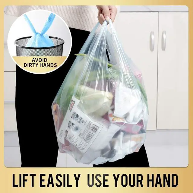 Alt view image 5 of 7 - Handle Trash Bags 4 Gallon 100 Counts Small Garbage Bags for Office,Kitchen,Bedroom Waste Bin, Rubbish,Trash Can Liner