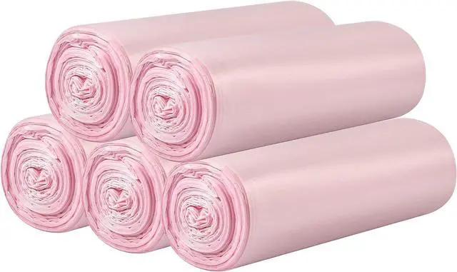Main image of 5 Rolls Small Trash Bags - 100 Counts 4 Gallon Small Garbage Bags (Pink)