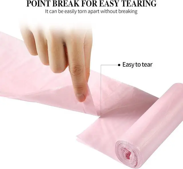 Alt view image 2 of 6 - 5 Rolls Small Trash Bags - 100 Counts 4 Gallon Small Garbage Bags (Pink)