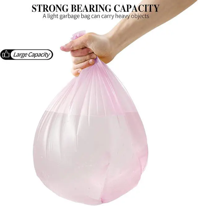 Alt view image 4 of 6 - 5 Rolls Small Trash Bags - 100 Counts 4 Gallon Small Garbage Bags (Pink)