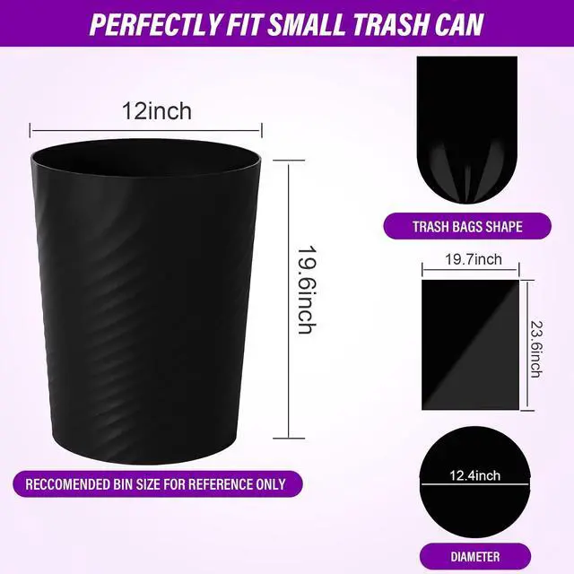 Alt view image 6 of 7 - Black Small Trash Bags Protect Your Privacy, Ryobyo Ultra Thick 4 Gallon Trash Bag, Unscented Small Garbage Bags for Kitchen, Bathroom, Bedroom, Office, Camping (180 Counts)
