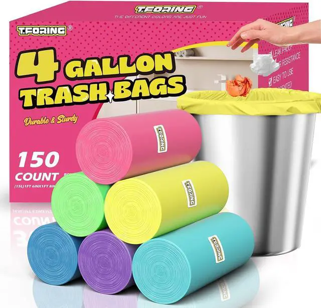 Main image of Small Trash Bags 4 Gallon, 0.86 Mil, Unscented, Colored, 150 Count