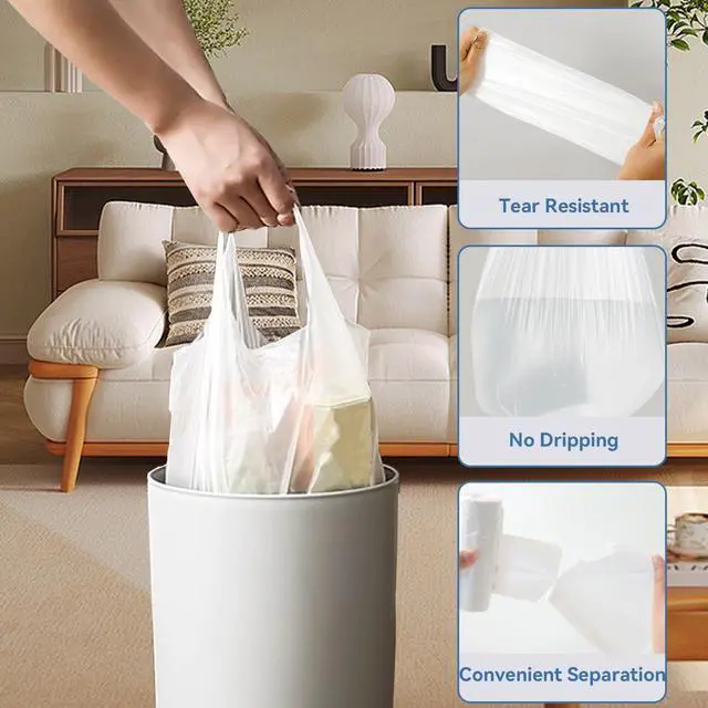 Alt view image 4 of 6 - Waikas 4 Gallon Trash Bag with Handles, Pack of 80, Unscented Garbage Bags, Size 45 * 55cm, 4.15g/pcs, 1Mil Thickness, Unscented, Black