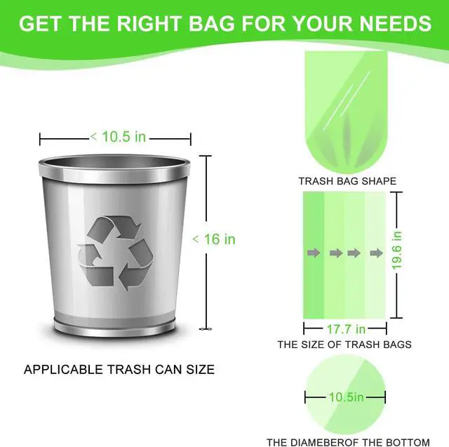Alt view image 2 of 6 - MAVGV 4 Gallon Small Trash Bags Garbage Bags,100 Pcs Strong Bathroom Wastebasket Can Liners trash Bags for Home Office Kitchen (Green)