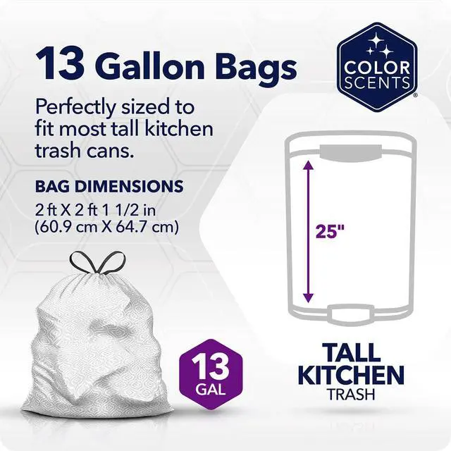 Alt view image 2 of 6 - Color Scents 13 Gallon Kitchen Trash Bags Drawstring 20 Count Simply Clean