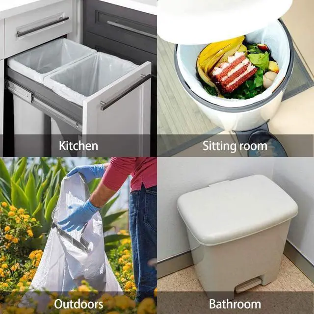 Alt view image 6 of 7 - 4 Gallon 140 Counts Strong Drawstring Trash Bags Garbage Bags by Teivio, Bathroom Trash Can Bin Liners, Small Plastic Bags for home office kitchen, White