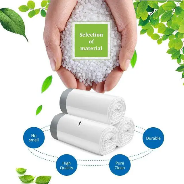 Alt view image 7 of 7 - 4 Gallon 140 Counts Strong Drawstring Trash Bags Garbage Bags by Teivio, Bathroom Trash Can Bin Liners, Small Plastic Bags for home office kitchen, White