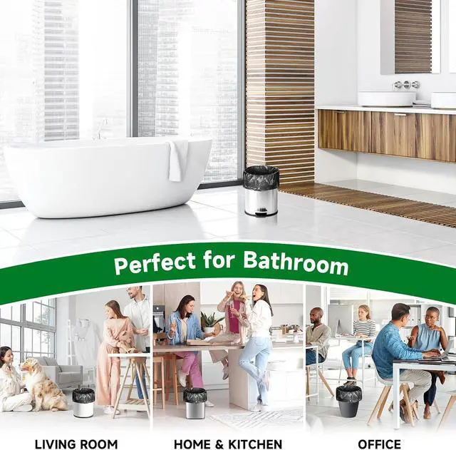 Alt view image 6 of 6 - 2.6 Gallon Small-Trash-Bag Bathroom Biodegradable Black - Mini Garbage Bags Compostable Unscented 100 Count Waste Basket Liners 10 Liter Tiny Kitchen Office Car Strong Thick Bulk Chenyucheng