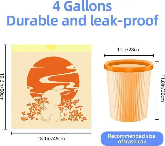 Alt view image 2 of 2 - 32 Count 4 Gallon Kitchen Trash Bags DrawstringSmall Plastic Garbage Bags scented Thick for Bathroom,Kitchen,Office,Car,3-4 Gal mini Trash Bags For Small Can,yellow(Thickened)