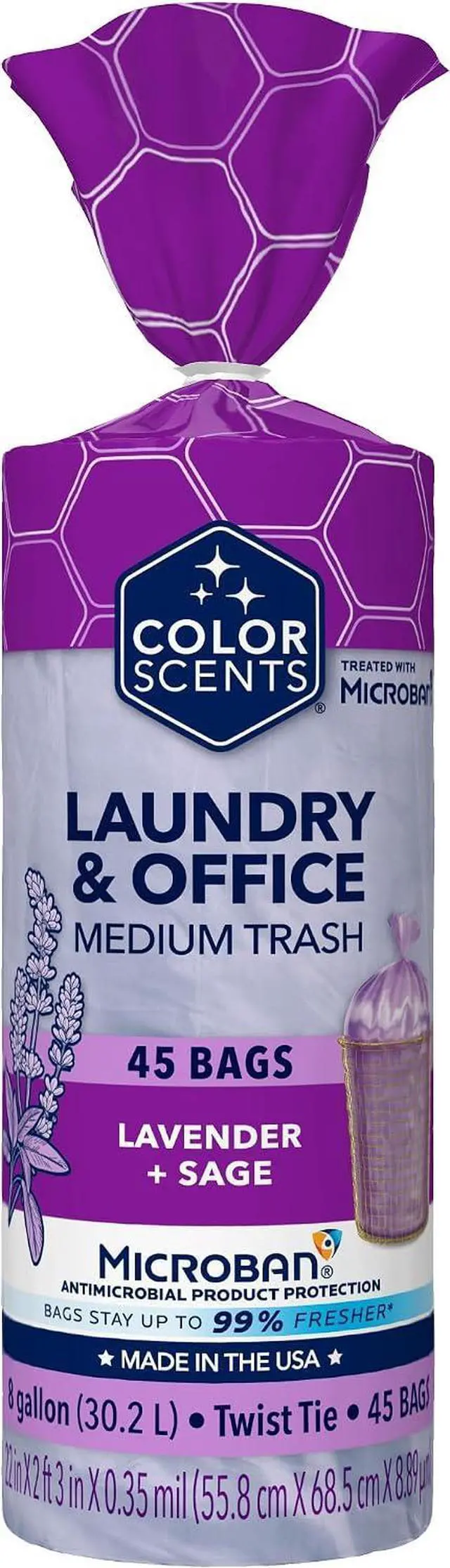 Main image of Color Scents 8 Gallon Trash Bags Twist Tie 45 Count Lavender + Sage