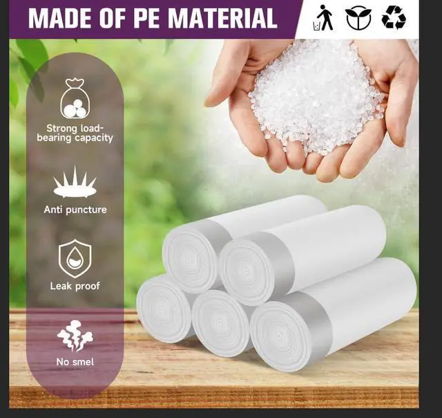 Alt view image 6 of 7 - 2.6 Gallon Small Trash Bags, Heihaily 60 Count Clear Drawstring Garbage Bags with Leak-Proof Bottom for Bathroom, Office & Bedroom, 16.9 x 17.7 Inch Heavy Duty Plastic Waste Bags