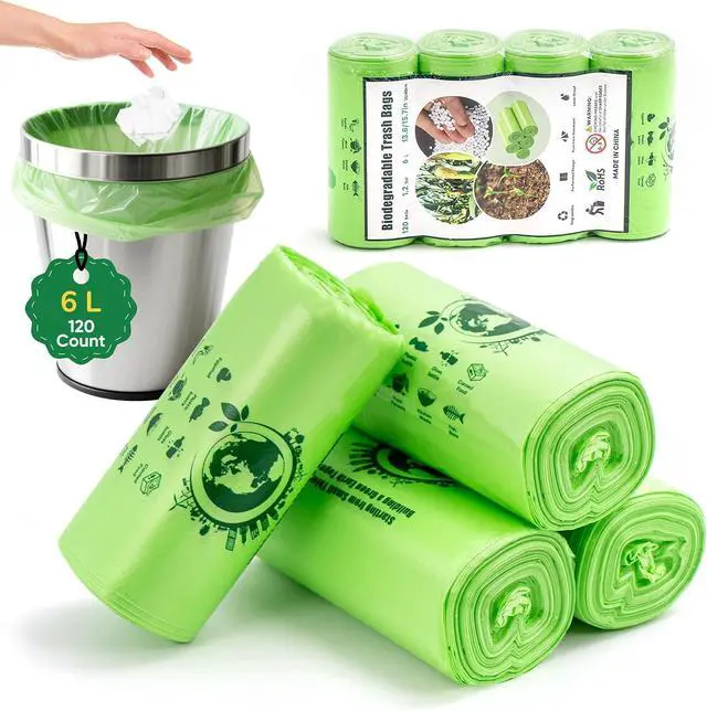 Main image of Small Trash Bags 1.2 Gallon, 120 Count Bathroom Garbage Bags, Compost Bin Liners for 1-2 Gallon Trash Can, Small Trash Bags Bathroom Strong and Tough for Kitchen Office