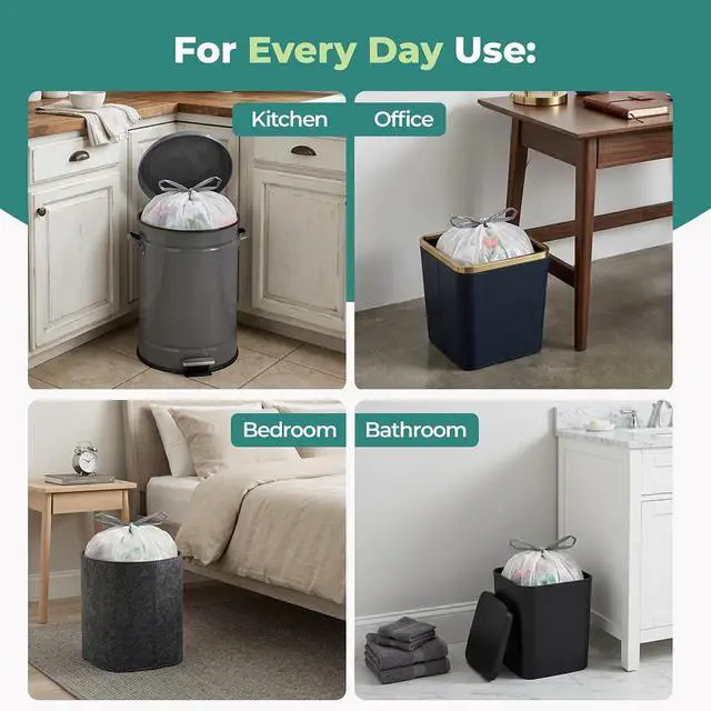 Alt view image 7 of 7 - Small Trash Bags 2.5 Gallon (6L), 60 Count Premium Heavy Duty Garbage Bags