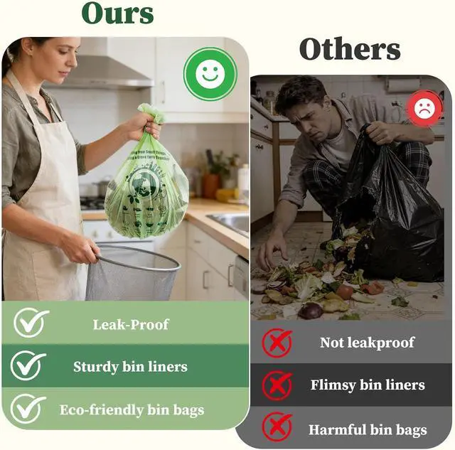 Alt view image 6 of 7 - Small Trash Bags 1.2 Gallon, 120 Count Bathroom Garbage Bags, Compost Bin Liners for 1-2 Gallon Trash Can, Small Trash Bags Bathroom Strong and Tough for Kitchen Office