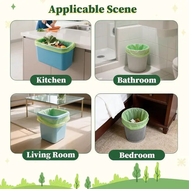 Alt view image 7 of 7 - Small Trash Bags 1.2 Gallon, 120 Count Bathroom Garbage Bags, Compost Bin Liners for 1-2 Gallon Trash Can, Small Trash Bags Bathroom Strong and Tough for Kitchen Office