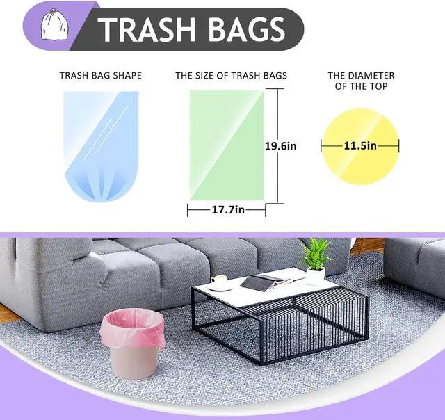 Alt view image 2 of 7 - Teivio Small Colorful Clear Trash Bags 4 Gallon 150 Count Garbage Bags