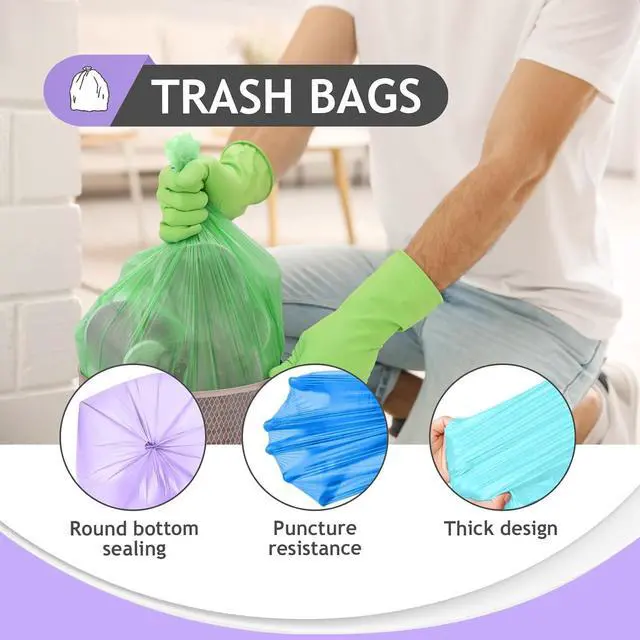 Alt view image 4 of 7 - Teivio Small Colorful Clear Trash Bags 4 Gallon 150 Count Garbage Bags