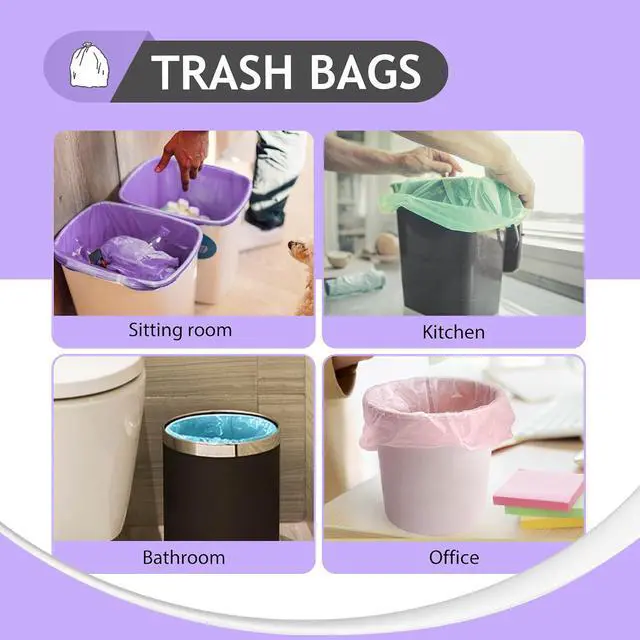 Alt view image 5 of 7 - Teivio Small Colorful Clear Trash Bags 4 Gallon 150 Count Garbage Bags
