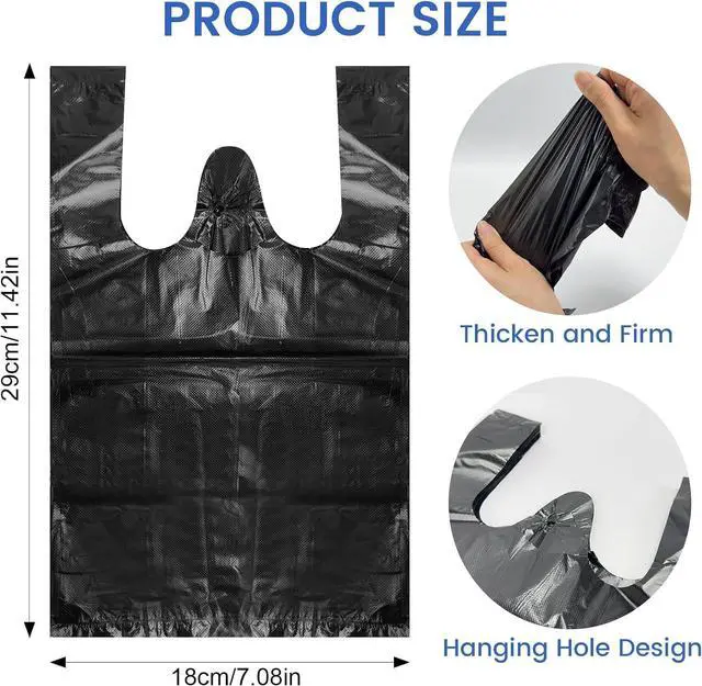 Alt view image 2 of 5 - Personal Disposal Sanitary Napkin Bags, Black Little Waste Bags, 300 Pack, Disposable Plastic Trash Bags with Handles for Feminine Tampons Hygiene Products
