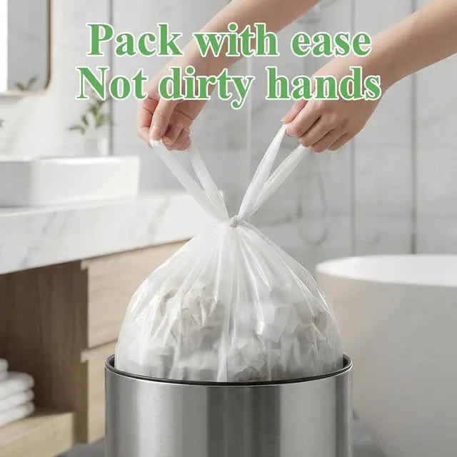 Alt view image 5 of 7 - 2 Gallon Small Bathroom Trash Bags Biodegradable With Handles