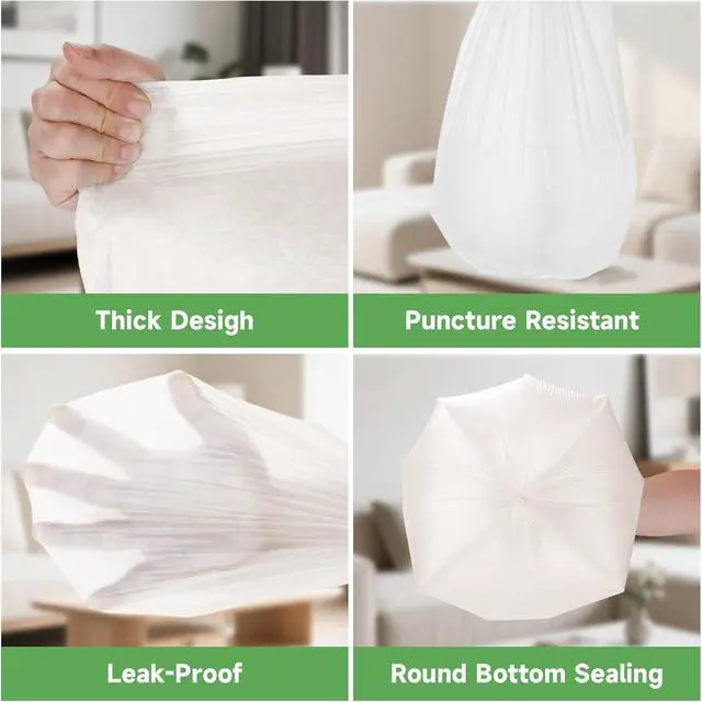 Alt view image 6 of 7 - 2 Gallon Small Bathroom Trash Bags Biodegradable With Handles