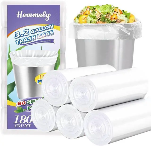 Main image of 3 Gallon 180pcs Small Clear Trash Bags(Fit 2.6-3.2 Gal) Plastic Strong Clear Garbage Bags,Bathroom Trash Can Bin Liners,Waste Basket Liner,Fit 10-13 Liter, 2.5-2.6 Gallon,3.2Gallon(3-Clear180)
