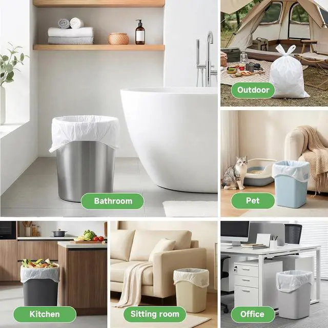 Alt view image 7 of 7 - 2 Gallon Small Bathroom Trash Bags Biodegradable With Handles