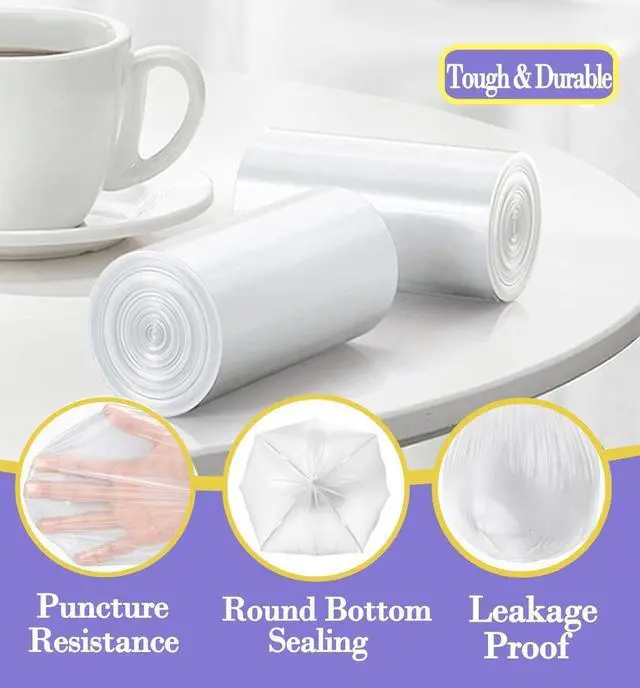 Alt view image 3 of 7 - 3 Gallon 180pcs Small Clear Trash Bags(Fit 2.6-3.2 Gal) Plastic Strong Clear Garbage Bags,Bathroom Trash Can Bin Liners,Waste Basket Liner,Fit 10-13 Liter, 2.5-2.6 Gallon,3.2Gallon(3-Clear180)