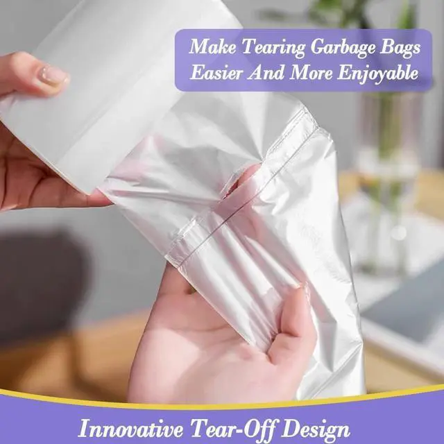 Alt view image 6 of 7 - 3 Gallon 180pcs Small Clear Trash Bags(Fit 2.6-3.2 Gal) Plastic Strong Clear Garbage Bags,Bathroom Trash Can Bin Liners,Waste Basket Liner,Fit 10-13 Liter, 2.5-2.6 Gallon,3.2Gallon(3-Clear180)