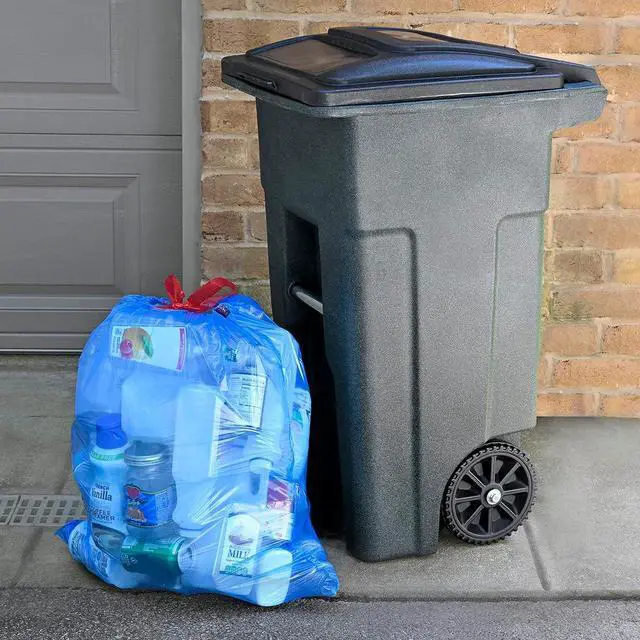 Alt view image 4 of 6 - Amazon Basics Blue Recycling Drawstring Trash Bags, Tall Kitchen, Unscented, 13 Gallon, 60 Count