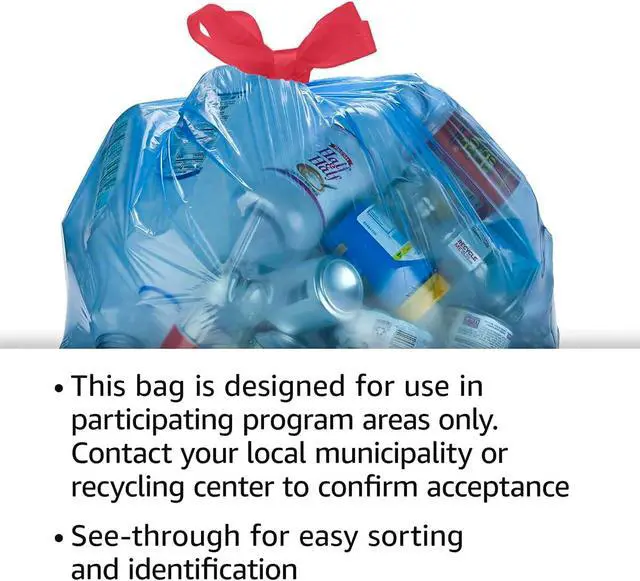 Alt view image 6 of 6 - Amazon Basics Blue Recycling Drawstring Trash Bags, Tall Kitchen, Unscented, 13 Gallon, 60 Count