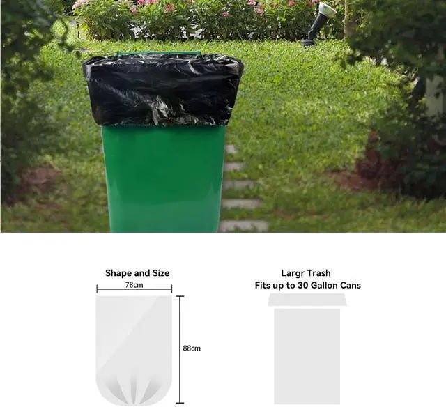 Alt view image 2 of 6 - WAIKAS Trash Bags 30 Gallon, 2.63 mil, Heavy Duty, Unscented, Black, 10ct
