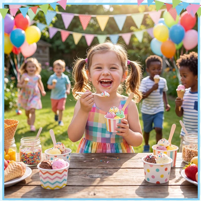 Alt view image 9 of 9 - NatNarr 60 Pcs Ice Cream Cups Disposable, 4 Oz Pastel Treat Cups | 3 Styles Small Paper Bowls Mini Ice Cream Party Supplies for Sundae Dessert Snack Frozen Yogurt Soup