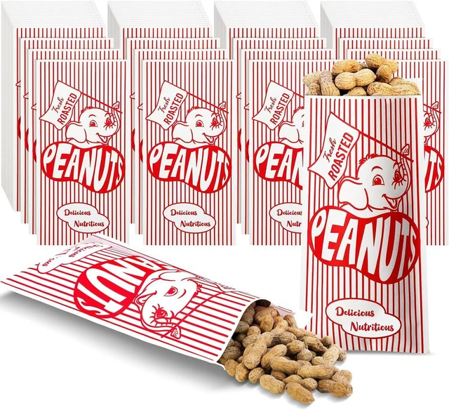Main image of Marspark 100 Pcs 3.5 x 7 Papers Peanut Bags for Party Bulk Baseball