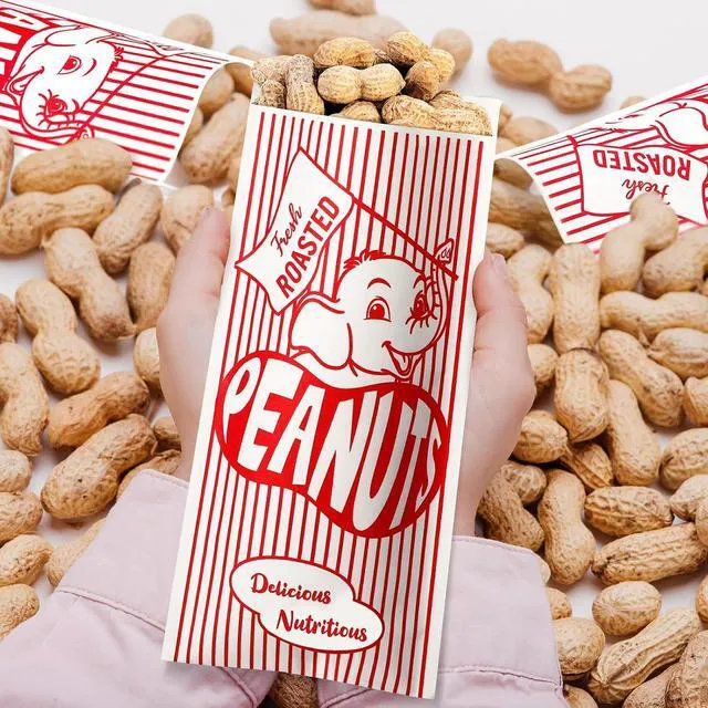Alt view image 2 of 6 - Marspark 100 Pcs 3.5 x 7 Papers Peanut Bags for Party Bulk Baseball
