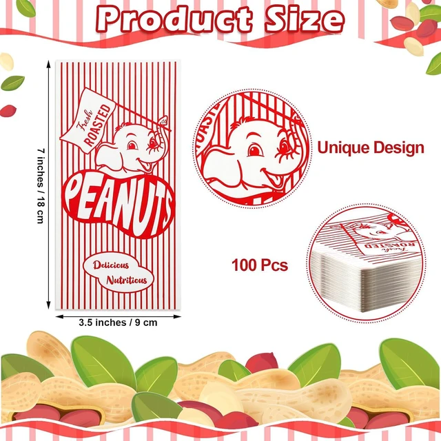 Alt view image 3 of 6 - Marspark 100 Pcs 3.5 x 7 Papers Peanut Bags for Party Bulk Baseball
