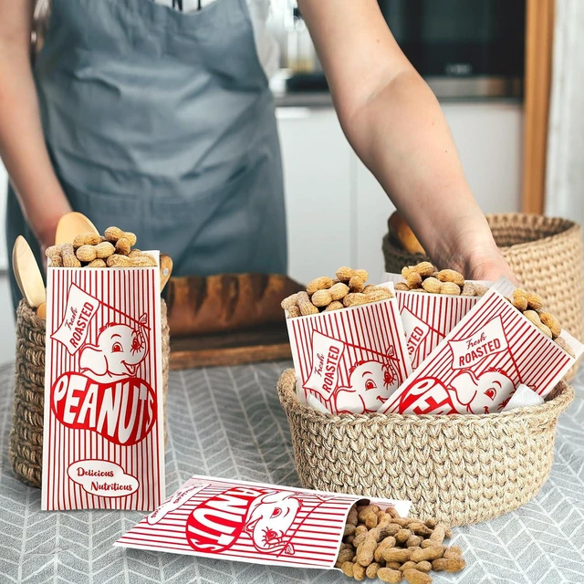 Alt view image 6 of 6 - Marspark 100 Pcs 3.5 x 7 Papers Peanut Bags for Party Bulk Baseball
