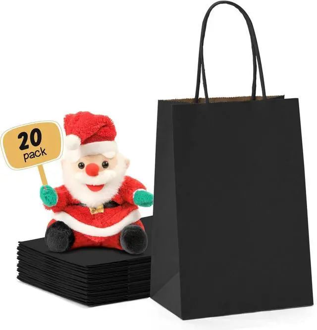 Main image of METRONIC 20Pcs 5.25x3.75x8 Small Black Gift Bags, Paper Bags with Handles