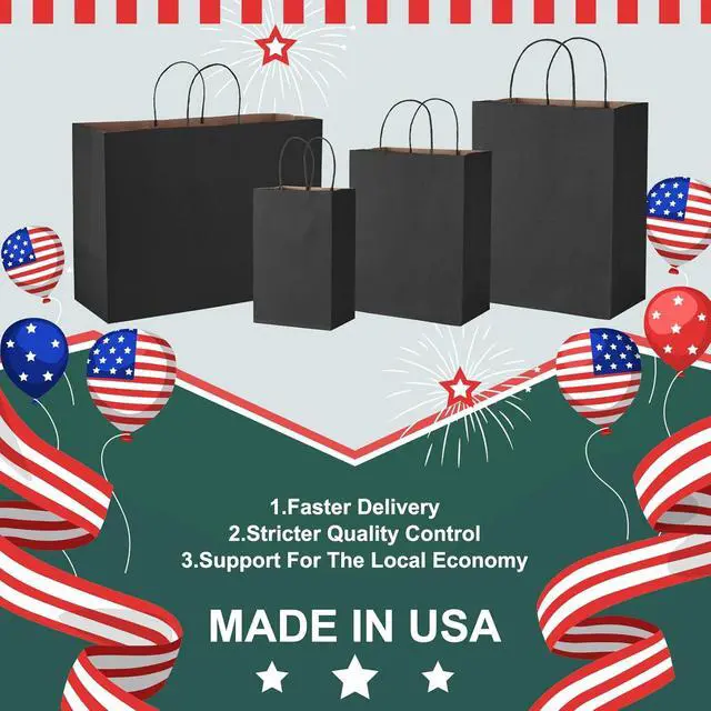 Alt view image 4 of 7 - METRONIC 20Pcs 5.25x3.75x8 Small Black Gift Bags, Paper Bags with Handles
