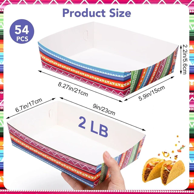 Alt view image 2 of 6 - 54 Pcs Mexican Food Trays, Disposable Paper Snack Boats, 2 Lb Capacity