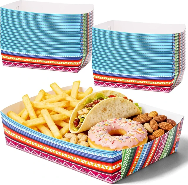 Main image of 54 Pcs Mexican Food Trays, Disposable Paper Snack Boats, 2 Lb Capacity