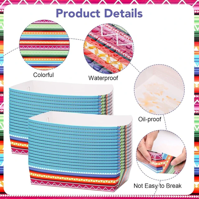 Alt view image 3 of 6 - 54 Pcs Mexican Food Trays, Disposable Paper Snack Boats, 2 Lb Capacity