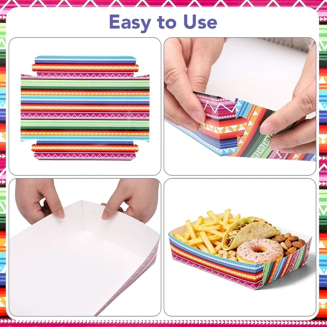 Alt view image 4 of 6 - 54 Pcs Mexican Food Trays, Disposable Paper Snack Boats, 2 Lb Capacity